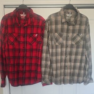 Red and Green Plaid Men's Button-Down Shirts